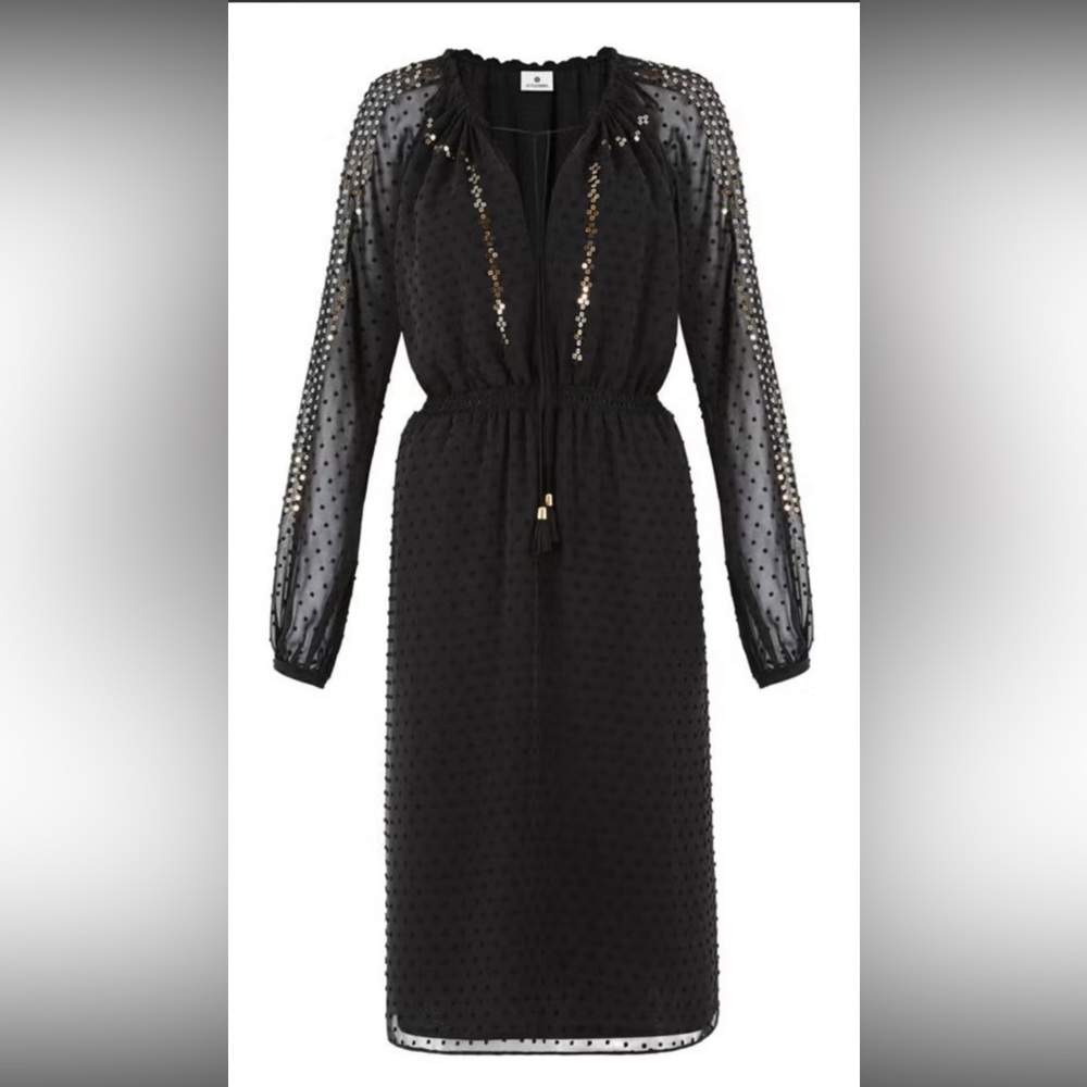 Altuzarra Black and gold Bishop Sleeve dress